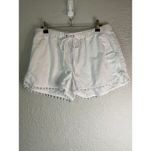 J.Crew‎ White Pom Pom Shorts Drawstring Waist Casual Cute Summer Size S